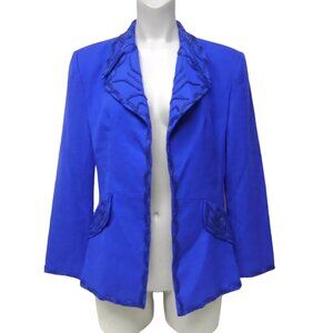 80s - 90s Diane Freis open front beaded wool jacket . M